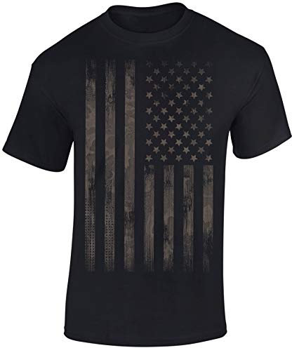 USA Flagge Shirt Herren - Stars and Stripes/Camo Style - US Army T-Shirt Männer - Chopper Biker Tshirt (Schwarz 6XL)