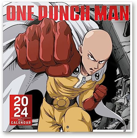 Grupo Erik Kalender 2024 Wandkalender 2024 - One Punch Man Kalender 2024 Familienplaner 30 x 30 cm Jahreskalender 12 Monate