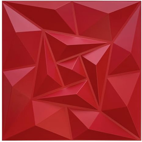 3D Paneele PVC Kunststoffpaneele Wandpaneele Gaming Zimmer Wand Decke 3D Optik Quarz (20) PVC 3D Platten, D175 Rot