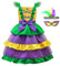 ReliBeauty Mardi Gras Kostüm Kinder Karneval Kostüm Mädchen mit Brille Kopfschmuck Feder，150