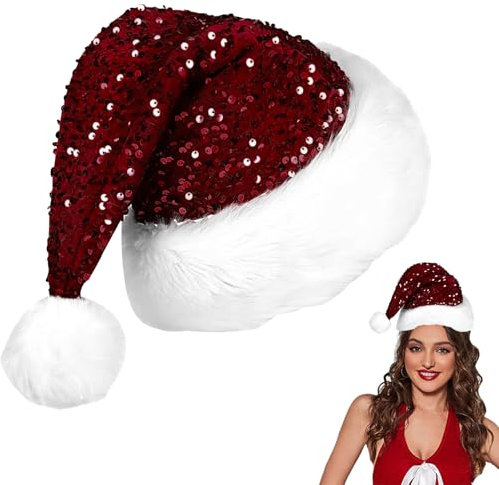 POPOYU Lila Weihnachtsmütze, Weihnachtsmannmütze für Kinder, Weihnachtsmütze Weihnachtsmütze für Weihnachten und Neujahr