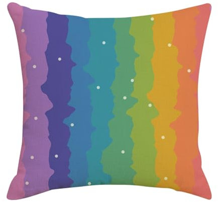 Epinki Weihnachten 45x45cm Kissenbezüge, 1 Stücke Weiche Sitzkissen mit Bunt Muster mit Schnee Muster in Leinen, für Zuhause Autos Wohnzimmer Dekoration, Leinen, Bunt
