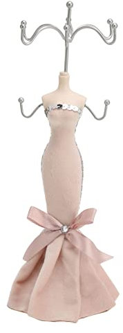 Tomotato Schmuckständer Puppe, Modellkleid Ohrring Halskette Ring Schmuckhalter Hängender Schmuck Organizer Rosa Schaufenster Puppen Ständer Schmuck Turmregal
