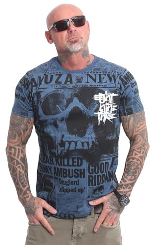 Yakuza Herren Newsflash T-Shirt, Mallard Blue, 4XL