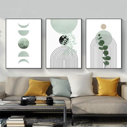 GHJKL Moderne Ästhetik Botanisches Poster, Bohemian Abstract Geometric Poster Wall Art, Rohrkolben Blumen Poster Set,Kein Rahmen (Bild-01,50x70cm-3Pcs)