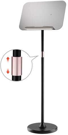 Tragbarer Rednerpult-Podiumständer für Reden, Präsentationen, mit schwarzem Ständer, grauer Tafel und verstellbarer Höhe für Laptop, Buch oder Notenblätter