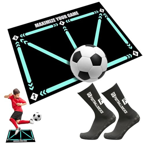 ALINUOYQ Fußball Matte Fußschritt Trainingsmatte, Ballkontrolle Fussballmatte rutschfeste Fußball Fußarbeits Meisterungsmatte, Dribble-stille Fussballmatte Geschenke Für Fußballliebhaber