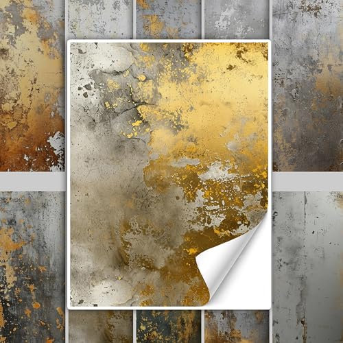 GRAZDesign Fliesenaufkleber Bad & Küche Silber und Gold Textur Stein Klebefliesen selbstklebend - 20x25cm / 20 Stück