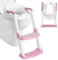 DEANIC Potty Training Toilet Seat, Toddler Toilet Seat and Step for Boys Girls, Kids Toilet Seat with Ladder, Splash Guard Toilet Steps with Soft Cushion for Toddlers Childs (Pink)