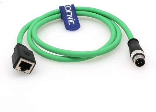 Eonvic Cavo di prolunga Ethernet industriale M12 a 4 pin maschio D-Code a RJ45 femmina Gigabit High Flex Cat6 schermato cavo di prolunga Ethernet, 4 pin maschio M12 a RJ45 femmina, 2 m