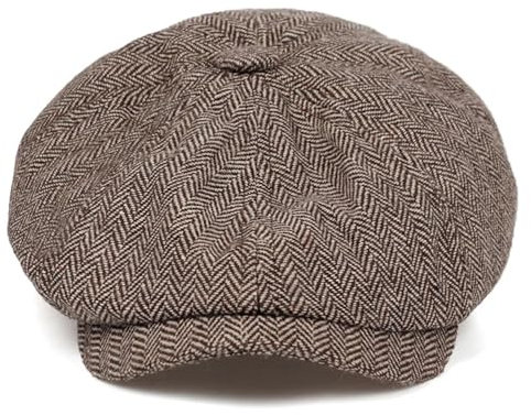 YUECIBAI Barett Baskenmützen Für Herren Mode Braun Karierte Baskenmütze Männliche Baumwolle Hip Hop Hüte Herbst Outdoor Freizeit Mütze Braun