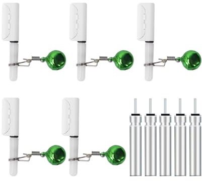 DONGKER Angeln Knicklicht, 5 Stück LED Angeln Nachtlicht mit Glocke, Alarmglocken Nachtangeln Biss Alarm für Angelrute mit Rutenspitzen von 0,5 mm bis 2,8 mm