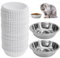 Disposable Cat Food Bowls Set, Pets Feeding Bowls Includes 300PCS Cats Food Small Paper Bowl & 2PCS Stainless Steel Bowl, Cat Plates Feedings Dish Liner Bulk for Wet Foods Cats Dogs Feeding Station