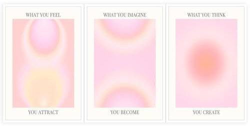HQPCNGZ Y2k Poster What You Think You, abstrakte Kunst, bunte Aura-Energie, spiritueller Farbverlauf, für Zuhause, Schlafzimmer, Wohnheim, Wanddekoration, 20,3 x 25,4 cm, ungerahmt