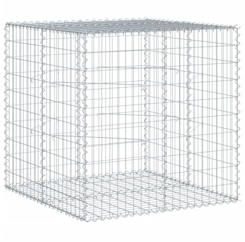 vidaXL Gabion Basket Raised Bed Cage - Galvanized Iron - 100x100x100 cm - Silver - Tool-Free Assembly - Outdoor Garden Use