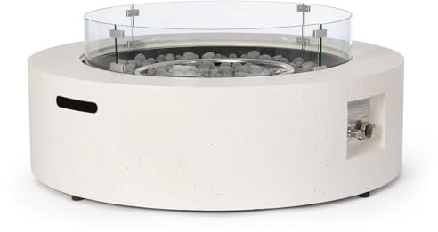 Decor Space Chimenea de gas Wolke, estructura de acero pintado con pantalla de cristal (Beige)