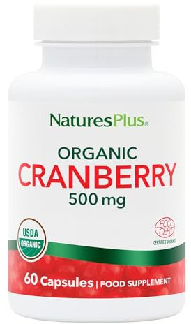 NaturesPlus Organic Cranberry 500mg Capsules - Organic Cranberry Herbal Supplement, 36 mg of Proanthocyanidins (PACs) - Vegan, Gluten Free - 60 Capsules