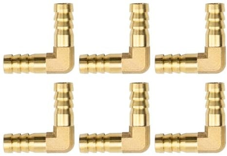 Wilsonzin 6 piezas de conexión de manguera, 10 mm de latón de 90 grados, ángulo en forma de L, conector de manguera de latón para líquidos y gas