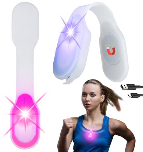 Vaileal 2 Stück Stirnlampe für Joggen: LED Blinklicht Sicherheitslicht USB Aufladbar, Clip Licht LED mit 3 Modi Leuchtmodi, Magnetisch Sicherheit Licht für Kinder Schulranzen Nachtläufer Bergsteiger