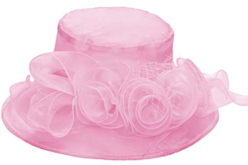 DAGLLGEW Brautdusche Hut Sommer Organza Hut Breitkremp Sun Hut Frauen Kirche Hut Braut -Tee -Party Hochzeit Hut Rose rot