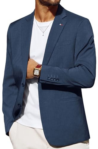 PJ PAUL JONES Veste de costume sportive pour homme - Coupe droite - 2 boutons - Pour les loisirs et le travail, Bleu marine, XL