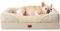 EHEYCIGA Orthopädisches Hundebett Kleine Hunde, 76x51x16.5cm, Memory Foam Waschbar und Wasserdicht Hundekorb mit 4 Rändern, Hundesofa Hundecouch rutschfest, Beige
