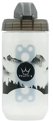 Peaty's x Fidlock Lockin Magnetic 450ml Bike Water Bottle & Mount, Bicycle Drink Bottles, Cycle Accessories For Mountain Biking & Cycling, Premium Alternative To Cage, Twist & Release - Mountain Clear