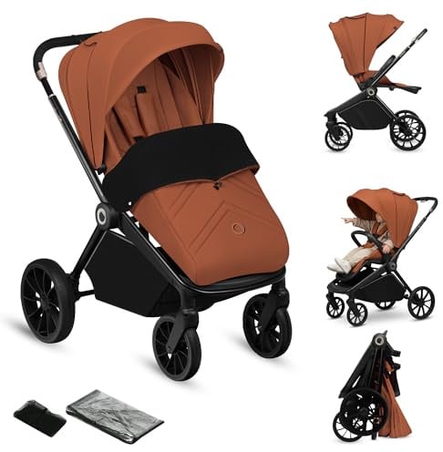 Lionelo MIKA PLUS Kinderwagen 6-48 Monate bis 22 kg, Verstellbare Rückenlehne und Fußstütze, Federung, 360° drehbare PU-Räder, Wasserdichtes XXL-Verdeck, UPF50+