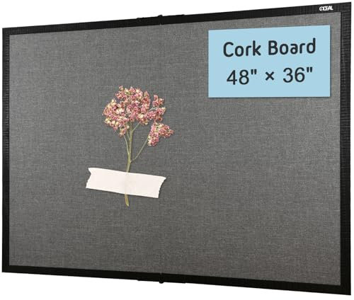 Gideal Große Pinnwand 36 x 48, Korktafeln für Wände, Schwarz Holzgerahmte Korktafeln mit grauem Stoff, Faltbare Korktafel für Büro, Zuhause & Schule, Wandmontage, Pinnwand