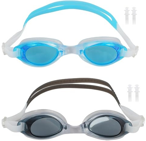 Annlpoy 2pcs Occhialini da nuoto per bambini, ragazzi e ragazze con 2 custodie, Protezione UV, Anti-Appannamento, Adatti per Età 3-14 Anni, per Allenamento e Divertimento in Piscina