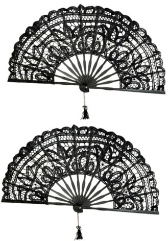 2pcs Bambou Os Dentelle Fan Fans for Mariage Main Pliant Fan Papier Tenant Les Fans Chinois Pliant Fans Soie Fans Rétro Handheld Fan Fan Bambou Style Japonais Miss825 ( Couleur : Blanc , Taille : 49./