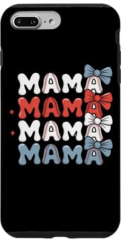 Mama Baseball Stitch Bow Mama Mama Case for iPhone 7 Plus/8 Plus