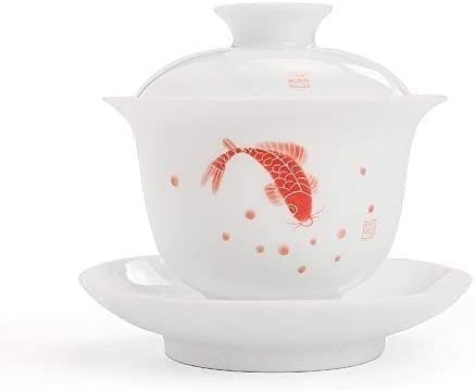 Tazas de té, Cuencos, Dehua, Porcelana Blanca, Cuenco Cubierto Pintado a Mano, Juego de té, Taza de infusión, Sancai, platillo pequeño Hecho a Mano