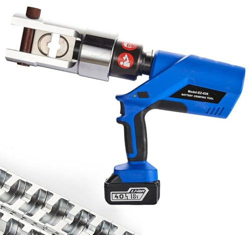 CIELOBLOEN Kit Professionale pressatrice Multistrato a Batteria - Pinza crimpatrice idraulica - pressatrice Multistrato 25-630mm² con 13 matrici per capicorda Rame/Alluminio DC18V/4Ah