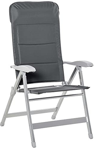 Outsunny Sedia da Pesca Pieghevole con Schienale Alto Regolabile e Braccioli, Sedia da Esterno in Tessuto Oxford e Alluminio Idrorepellente, 75x61.5x76-115 cm, Grigio