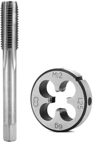 ACOLY Un Set Di Maschi E Filiere, M12x1,25 Mm, Utensile Manuale a Scanalatura Dritta in Acciaio Rapido