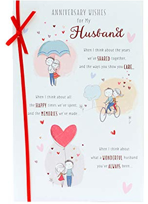 UK Greetings Wedding Anniversary Card for Husband - Sweet Design