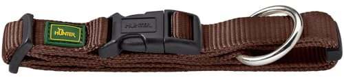 HUNTER VARIO PLUS Hundehalsung, Hundehalsband, Zugentlastung, robust, geschmeidig, Klickverschluss, M-L/2,5, braun