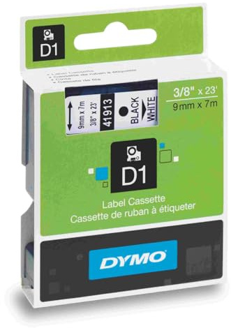 Dymo D1 Label Maker Tape 9mm x 7m Black on White S0720680 - 40913