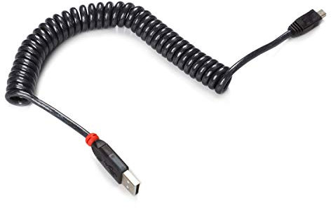 Mini USB 2.0 Cable Lindy Durable Data Line 2 Meter 5 Pin Coiled Cable Spring Cable for Keyboard (Black)