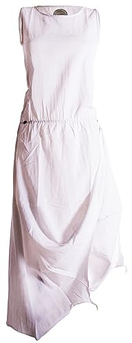 Vishes - Alternative Bekleidung - Ärmelloses Lagenlook Kleid aus Baumwolle zum Hochbinden weiß 42