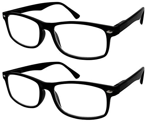 TBOC Lesebrille Lesehilfe für Herren und Damen - (Pack 2 Einheiten) Dioptrien +3.50 Mattschwarz Fassung mit Stärke für PC Handy Trend Frauen Männer Senioren mit Fedescharnierem Bügel