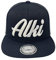 Outfitfabrik ♥ Snapback Cap Alki in schwarz mit weißem 3D-Stick (Festival, Alkohol, Statement, Saufen) für Männer und Frauen, verstellbar an der Rückseite