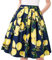 Taydey A-Linie Plissee Vintage Röcke für Frauen (L, Navy Lemon)