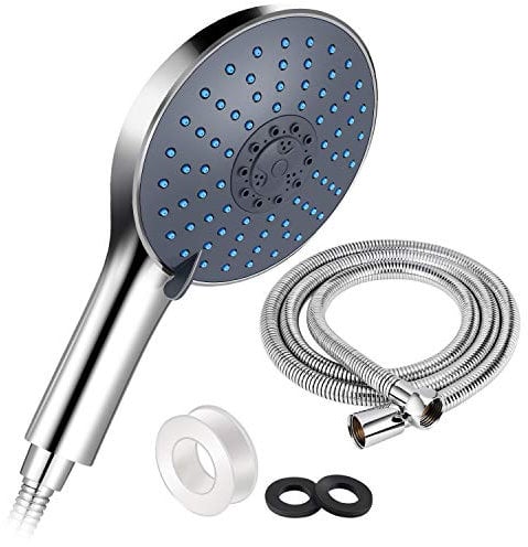 Duschkopf Handbrause, Groß Duschkopf mit 1.5m Edelstahl Schlauch Wassersparend Hochdruck Brausekopf Chrom Universal Duschbrause, 7 Strahlarten Dusche