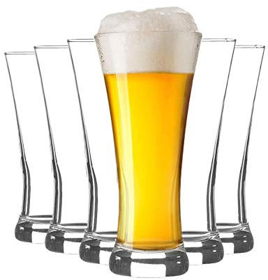 Rink Drink 8 Piece Pilsner Beer Glasses Set - European Pub Bar Lager Pint Glass - 380ml