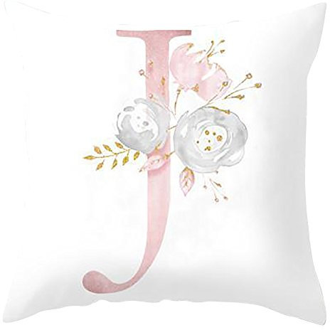 HshDUti Alphabet Kissenbezüge, Samt Zierkissenbezug, ohne Füllung-kissenhülle Dekorative Buchstabe Kissenbezug mit Verstecktem Reißverschluss für Sofa, Couch, Zimmer, DIY Name, 45 x 45 cm J