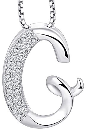 starchenie 925 Silber Buchstaben Halskette G Anhänger Initiale mit 3A Zirkonia für Damen Geburtstagsgeschenk