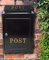 Vintage Decor by DWD® Weatherproof Post Box Plain Design Personalisable-Lockable Heavy Duty Secure Wall Mounted Letter Mail Post Box Post for Walls/Gates/Garages.Charming, (Black with Gold Post Sign)