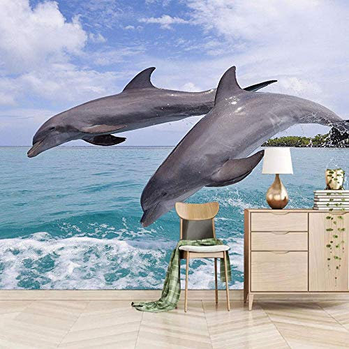 Vliestapete Springender Delphin 250x175cm Vlies Tapeten Moderne Wanddeko Wandtapete xxl Design Wand Dekoration Wohnzimmer Schlafzimmer Büro Flur Landschaft